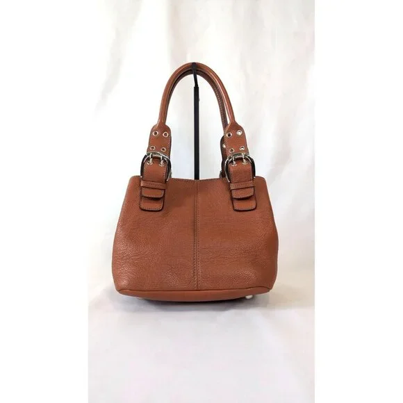 Tignanello Perfect 10 pebbled leather satchel top handle purse orange terracotta - Picture 2 of 14